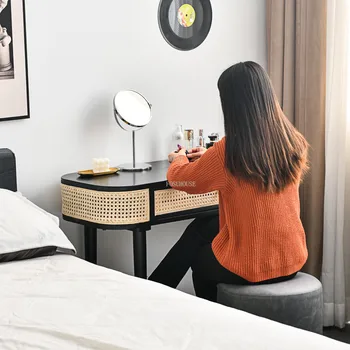 Japán Rattan Drag Fény Luxus Hálószoba Bútor, Tömör Fa Haza fésülködő Asztal Irodai Tároló Oldalán Fiókos Szekrény