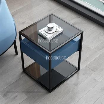 Modern Bútorok, Olasz Stílusú Hálószoba Éjjeliszekrényen Luxus Egyszerű Kis Lakás Üveg Dohányzóasztal Nappali, Mini Oldalsó Asztal