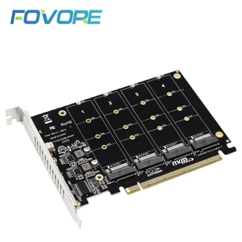 Adapter Kártya 4 Port M. 2 NVMe SSD PCIE X16 M Gombot Merevlemez Átalakító Olvasó bővítőkártya