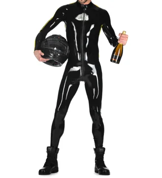 Latex latex Ruciban Sárga férfi BODY cosplay fél kényelmes divat, kézzel készített Méret XS~XXL