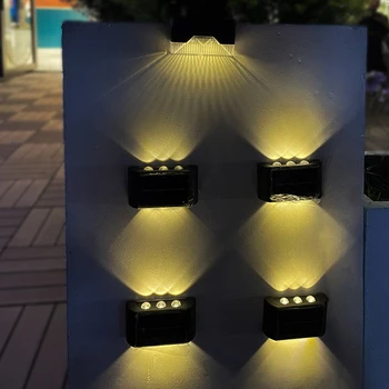 Napelemes Kültéri Fali Lámpa Vízálló Felfelé vagy Lefelé Világító Világító 10 LED-es Napelemes Kültéri Fali Lámpa Napelemes Vízálló