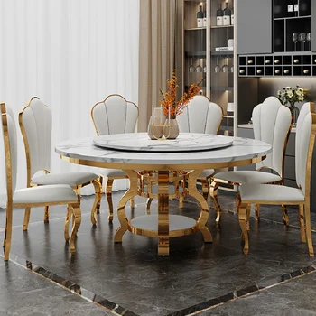 Északi márvány asztal, posztmodern fény luxus minimalista kis egység, rozsdamentes acél, aranyozott, kör alakú asztal, valamint