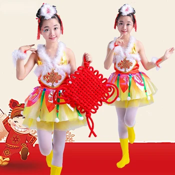 Hagyományos Kínai Új Év Jelmezek Lányok Modern Hanfu Yangko Ruha Ruhák Piros Klasszikus Nemzeti Yangge Teljesítmény Ruházat