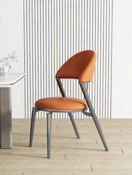 Forró eladó új Skandináv design étkező szék kényelmes otthon high-end étkező asztal szék modern, egyszerű nettó vörös bőr művészeti rozsdamentes