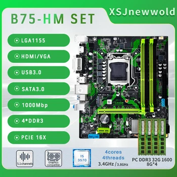 B75-HM Alaplap LGA 1155 Kompatibilis I5 3570, valamint DDR3 32G 1600 Dual Channel Memória USB3.0 SATA3 NVME M. 2 WIFI