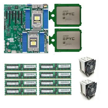 Supermicro H12DSi-N6 placa-mama 2 cpu amd epyc 7B12 64 núcleo 2.2 ghz-es + 8* Samsung 32G DDR4 3200 RAM alaplapok processzorok készlet