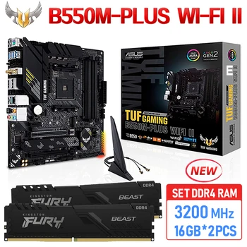 Az ASUS TUF JÁTÉK B550M PLUS WIFI II Alaplap Socket AM4 + DDR4 32GB kingston 3200MHz Ram Meghatározott AMD B550 Alaplapja PCIe 4.0 M. 2