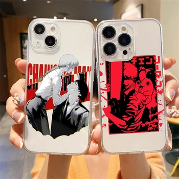 Anime Denji Láncfűrész Ember Makima Tiszta Telefon tok iPhone 14 13 12 11 Pro Max 7 8 Plusz X XR XS Max SE 2022 Puha Borító Fundas