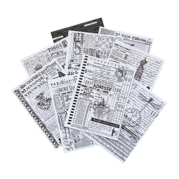 9Sheets Szó Mondatok Fekete-Fehér Matricák DIY Scrapbooking Szemét Journal Tim Holtz Kollázs Napló Boldog Terv Kártya Pecsét Dekoráció