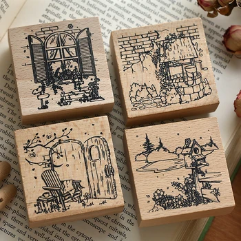 Évjárat Vidéki táj dekoráció bélyegző fa gumi bélyeget scrapbooking írószer DIY kézműves standard bélyegző
