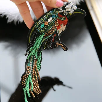 Flitterekkel hímzés 3D gyöngy papagáj javítás madarak állat dekoratív patch nagy nehéz érdekében, gyöngy applied