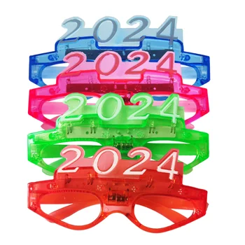 24pcs LED 2024 Szemüveg Gyerekek Felnőtt Világít A Sötétben, Party Kellékek Villogó Fény Össze a Játékokat, szilveszter, Buli, Koncert Ünnep