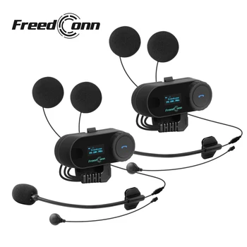 Freedconn TCOM SC Kaputelefon Bukósisakot Vezeték nélküli Bluetooth Headset Intercomunicador Moto LCD Kijelző FM Rádió Zenei Megosztás
