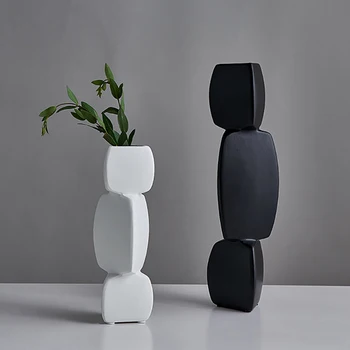 Modern minimalista váza, dekoráció, otthon, Virág Megállapodás Nappali Virágtartó Skandináv minimalista berendezés fekete váza Művészeti Díszek