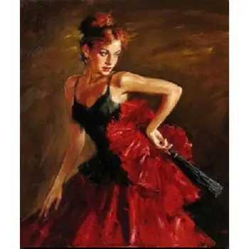 Gyönyörű olajfestmény a Nők Flamenco Táncos Női Grafika, Kép, Vászon Magas Minőségű, Kézzel Festett a Szoba Fali Dekoráció