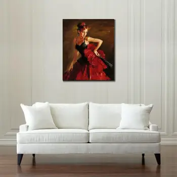 Gyönyörű olajfestmény a Nők Flamenco Táncos Női Grafika, Kép, Vászon Magas Minőségű, Kézzel Festett a Szoba Fali Dekoráció