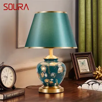 SOURA Modern Zöld Kerámia asztali Lámpa LED Kreatív Tompítása asztali Lámpa Divat Dekoráció az Otthoni Nappali, Hálószoba